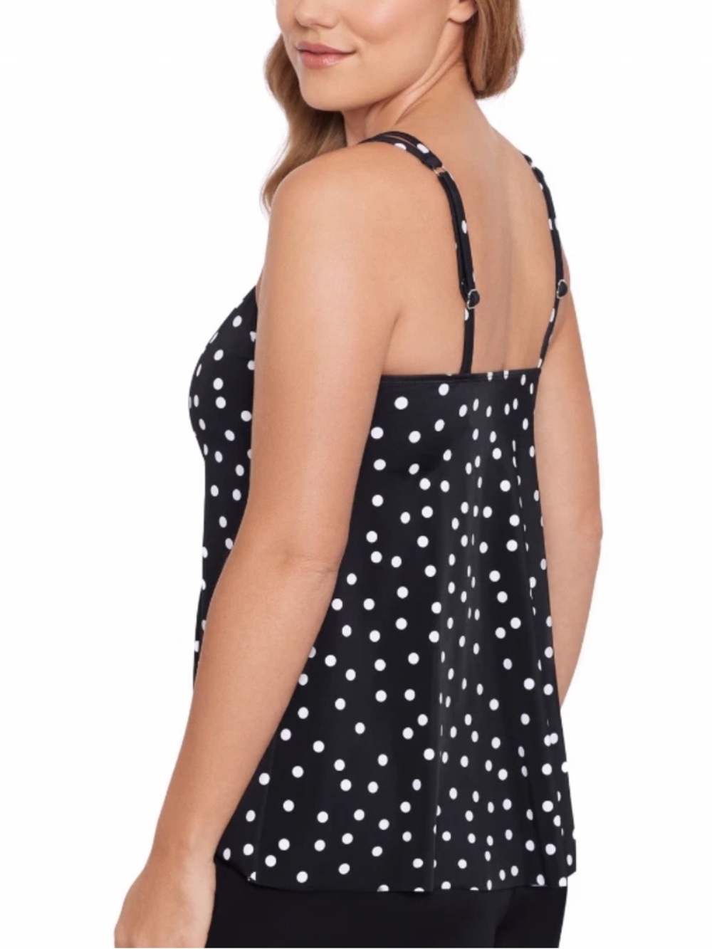 Swim Solutions Princess Seam Tankini Top Plus Size 16W NWT Rain of Polka Dots
